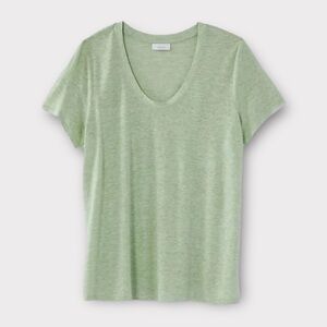 J. Jill Pure Jill Soft Scoop Neck Tee T-Shirt Linen Blend Green NWT